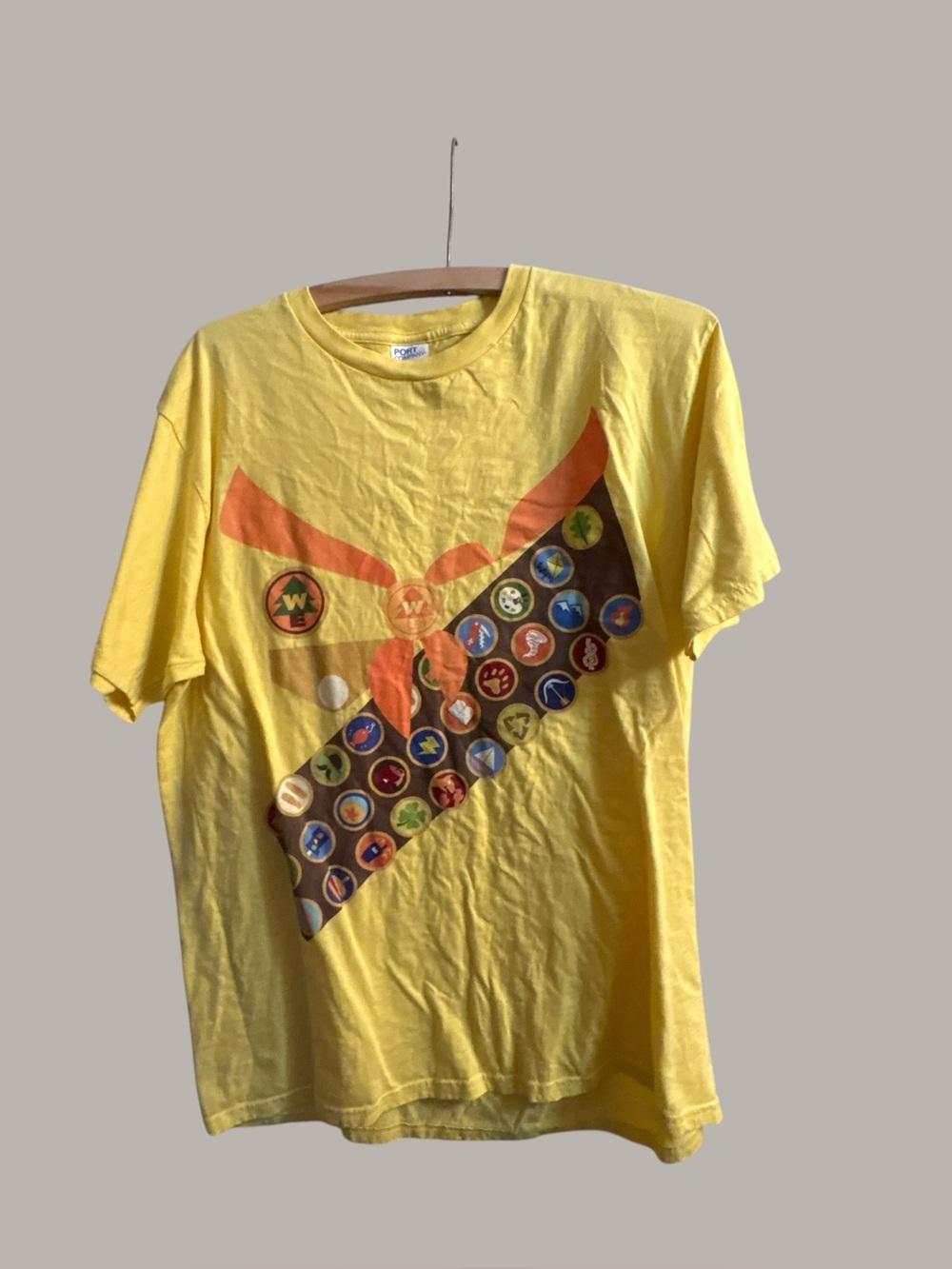 Moonrise Kingdom Khaki Scouts T Shirt Yellow Merit Badge Sash Wes Anderson Large